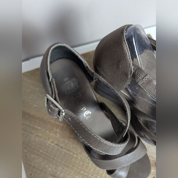 Juicy couture wedge sandals leather striped strappy size 8 - Picture 4 of 8